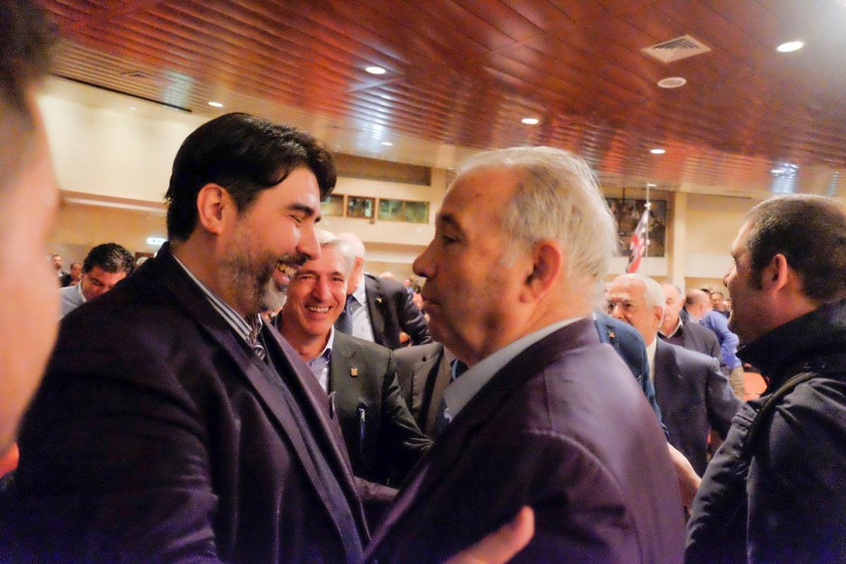 Christian Solinas e Giorgio Oppi durante il congresso Psd'az