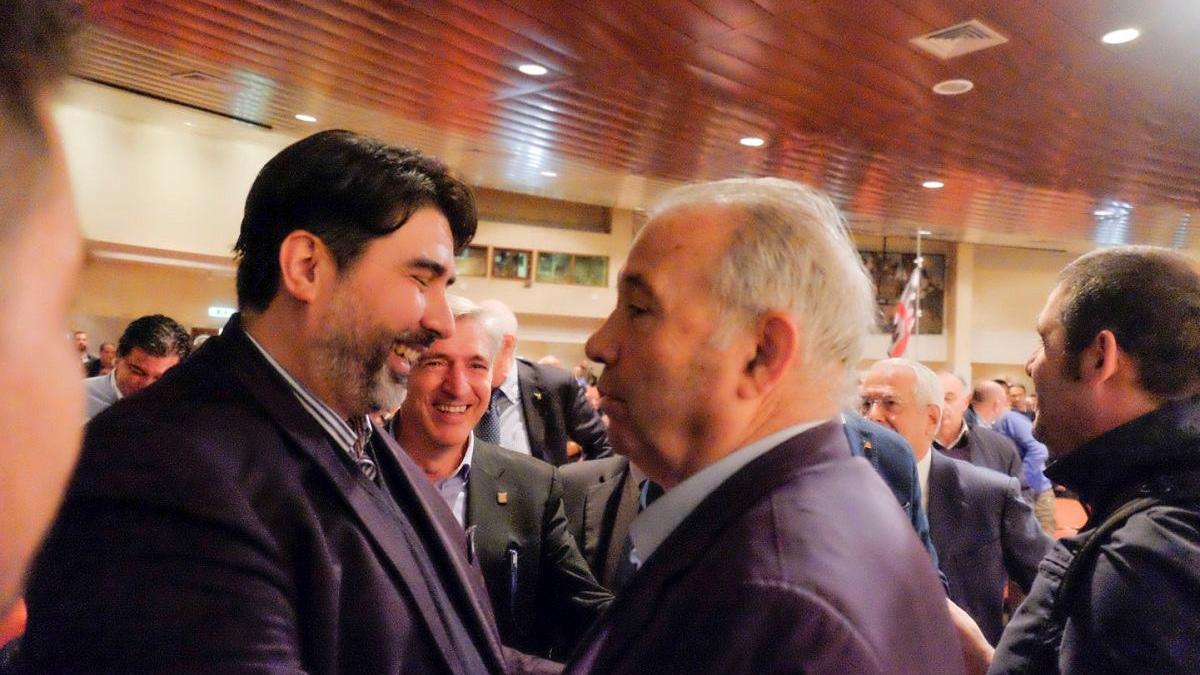 Christian Solinas e Giorgio Oppi durante il congresso Psd'az