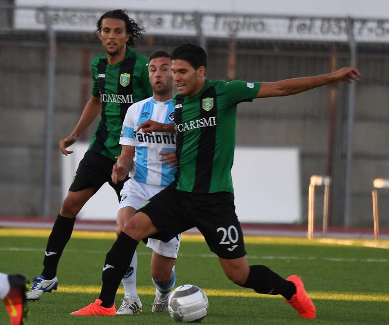 Marco Berardi con la maglia neroverde del Tuttocuoio, in Serie C, nella stagione 2016-2017 