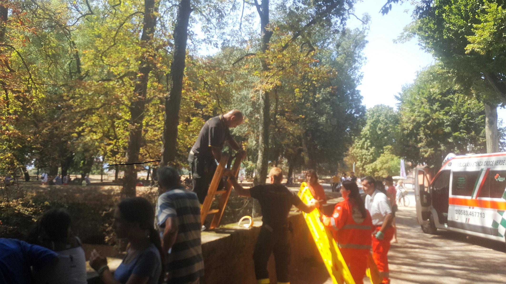 I soccorsi al padre e al figlio caduti dalle Mura ad agosto 