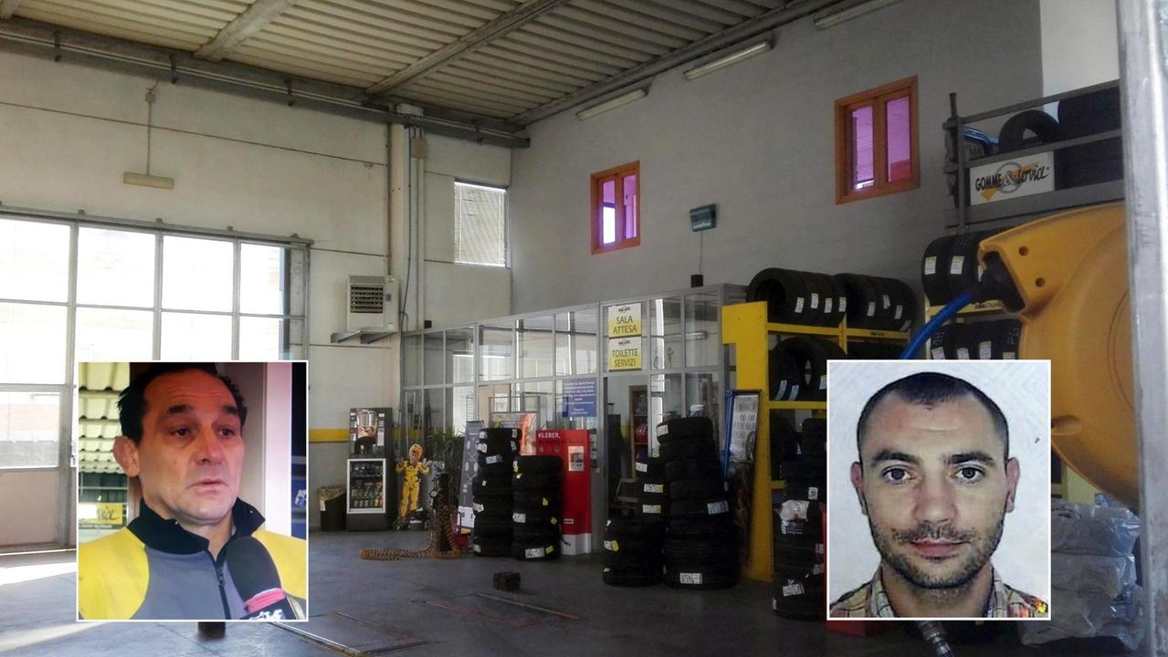 Il capannone dove Fredy Pacini (a sinistra) ha sparato a Vitalie Mircea (a destra) da una delle finestre in alto