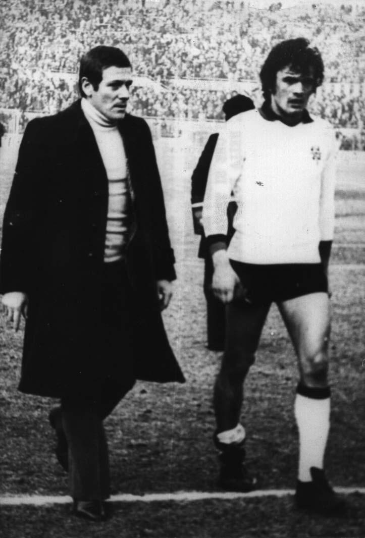 Gigi Radice col centravanti dello scudetto del Cagliari Bobo Gori
