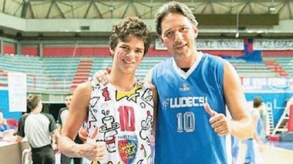 Mario Boni in campo con il figlio Giacomo al Palaterme di Montecatini