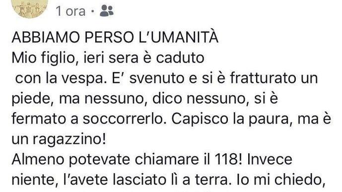 La rabbia di una mamma: «Nessuno ha soccorso mio figlio dopo l’incidente»
