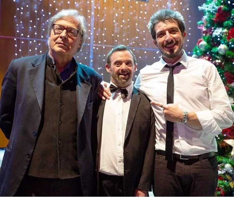 Vittorio Sgarbi, Federico Parlanti, Paolo Ruffini in una pausa dello show