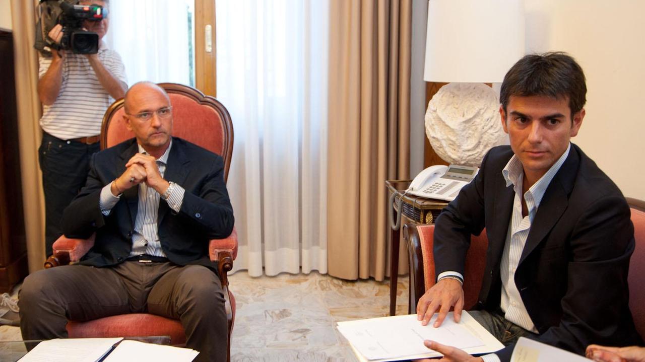 Ugo Cappellacci e Massimo Zedda in una foto d'archivio