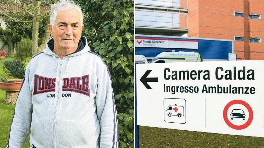Rino Navari, a destra il pronto soccorso dell’ospedale Versilia