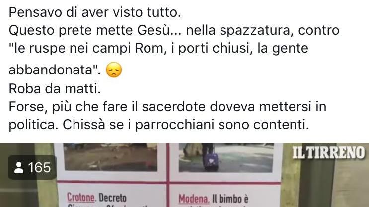 Salvini replica al parroco su Fb: "Mettere Gesù nei rifiuti. Roba da matti"