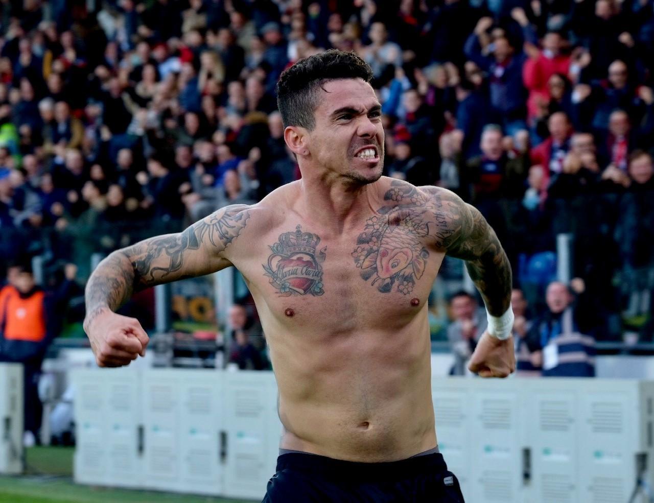 Farias uomo gol alla Sardegna Arena (foto Mario Rosas)