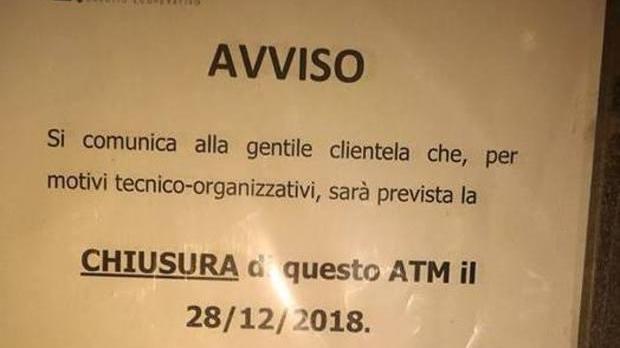 Bancomat chiusi a Prunetta pronta a togliere i conti