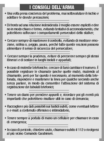 Carabinieri a caccia di stalker
