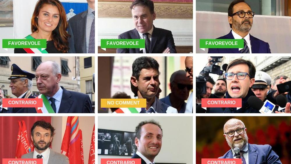 Da sinistra a destra, in senso orario: Susanna Ceccardi (Lega), Michele Conti (Lega), Fracnesco Persiani (Lega), Alessandro Tambellini (Pd), Francesco De Pasquale (M5S), Dario Nardella (Pd), Matteo Biffoni (Pd), Alessandro Del Dotto (Pd), Filippo Nogarin (M5S)