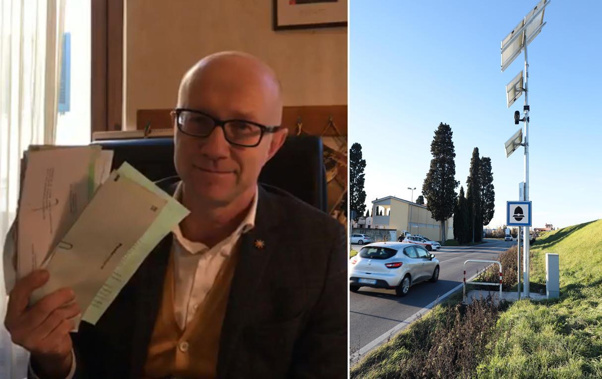 Il sindaco Spinelli mostra le multe prese all'autovelox di San Pierino