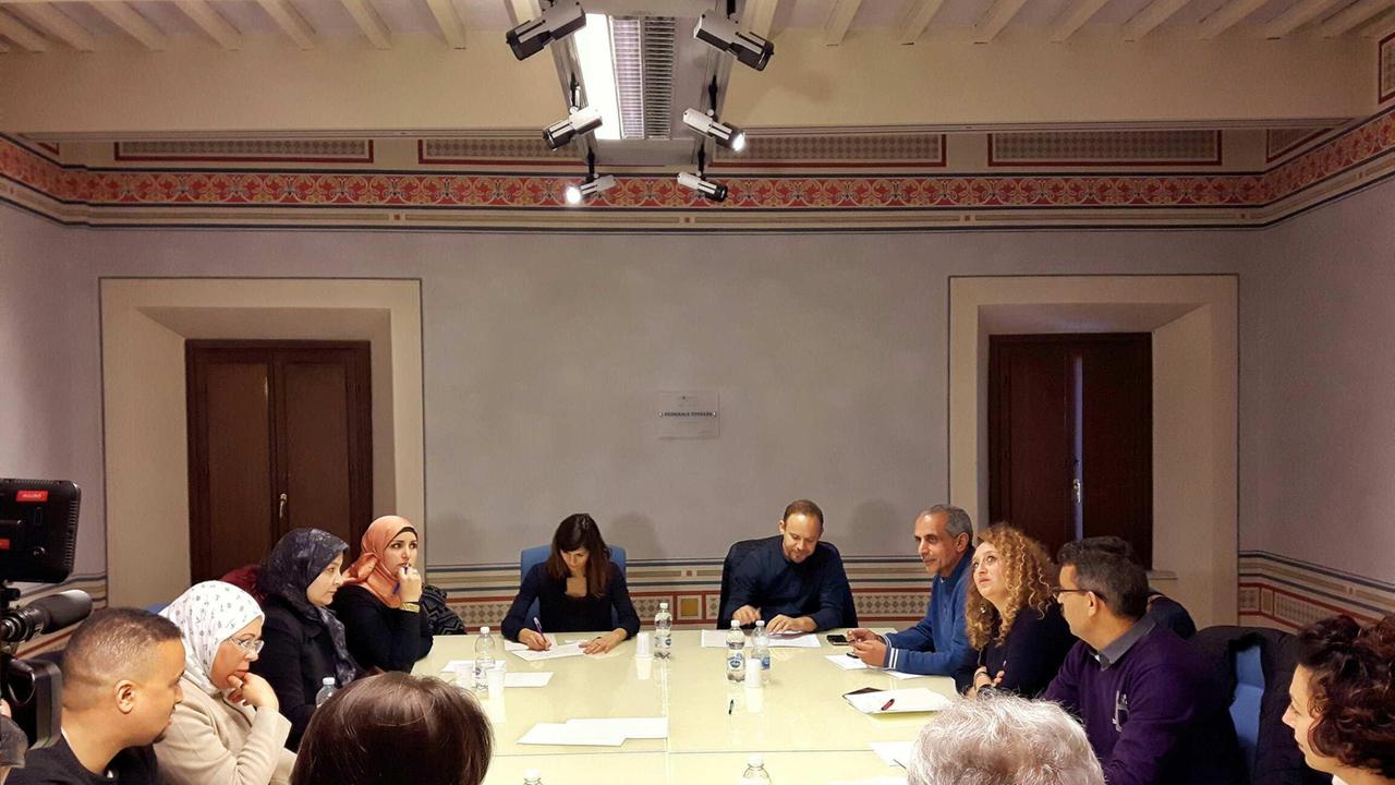 Un momento dell'incontro con la delegazione della Tunisia
