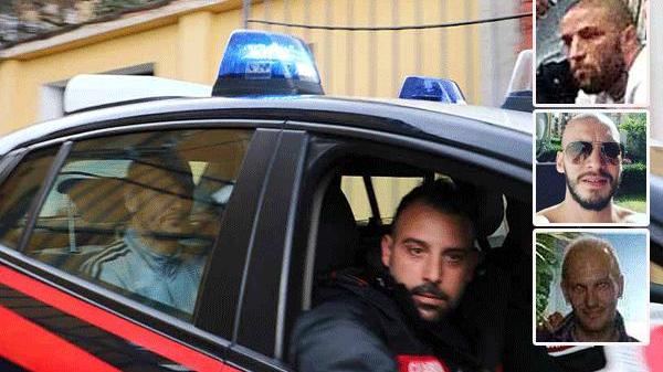 Dall'alto i tre arrestati: Thomas Quadrella, Mattia Ricci e Pablo Ricci