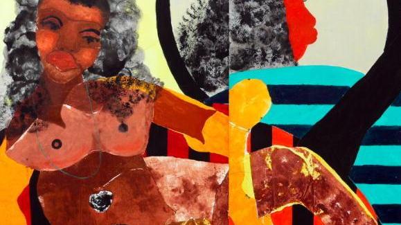 L'opera di Tschabalala Self, ‘Pieces of Me’, 2015. Friedman Collection. Photograph by Thomas Nelford