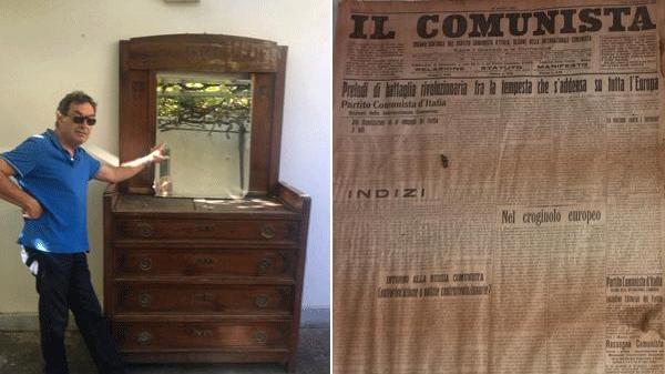 Trova il giornale comunista dietro lo specchio del vecchio comò della nonna