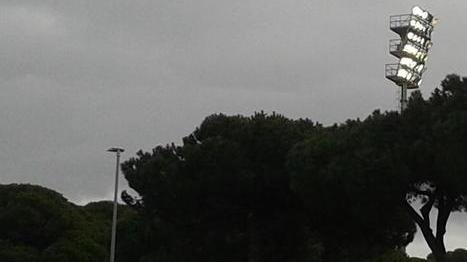 Collaudo delle luci allo stadio dei Pini