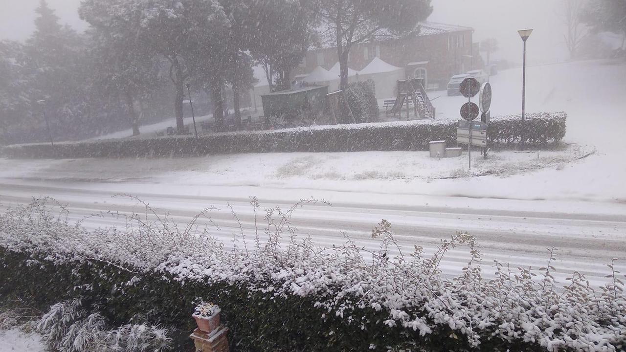 La nevicata a Gambassi Terme (foto da Facebook)