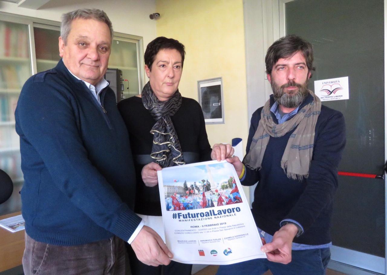 I sindacalisti Rodolfo Zanieri (Uil) , Rossella Bugiani (Cisl), Lorenzo Pancini (Cgil) 