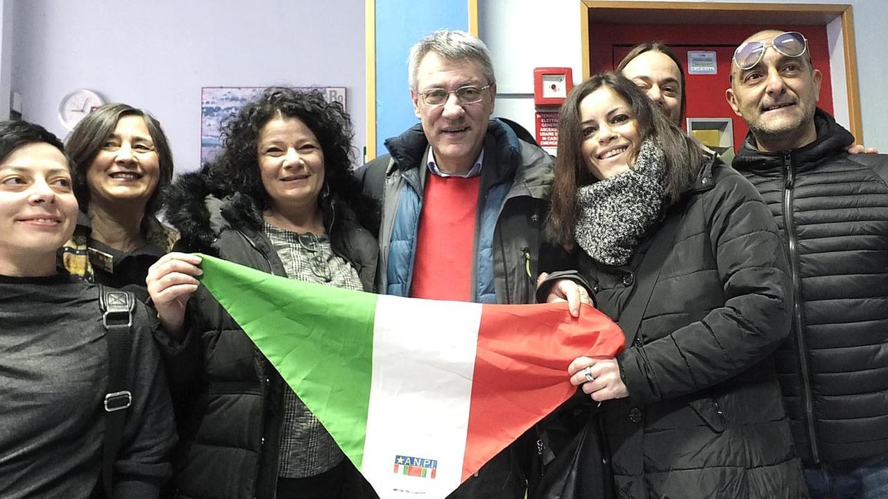 Il segretario Cgil Maurizio Landini durante la sua visita a Pisa