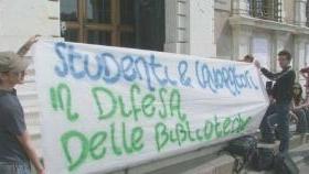 Una protesta davanti al rettorato