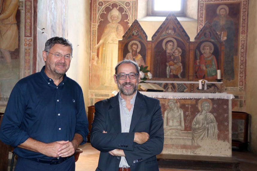 Helmut Szeliga e Claudio Cerretelli all'interno dell'Oratorio Sab Bartolomeo
