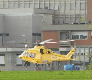 Pegaso in decollo dall'ospedale