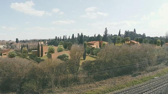 Il rendering del complesso residenziale che sorgerà al posto dell'ex fonderia Ceccanti alla Rotta