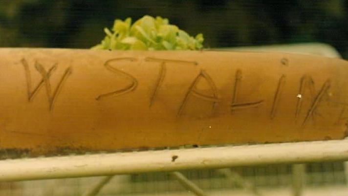 La tegola con la scritta "W Stalin"