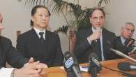 In alto l’incontro in Comune A sinistra l’ambasciatore col presidente Lamberto Gestri