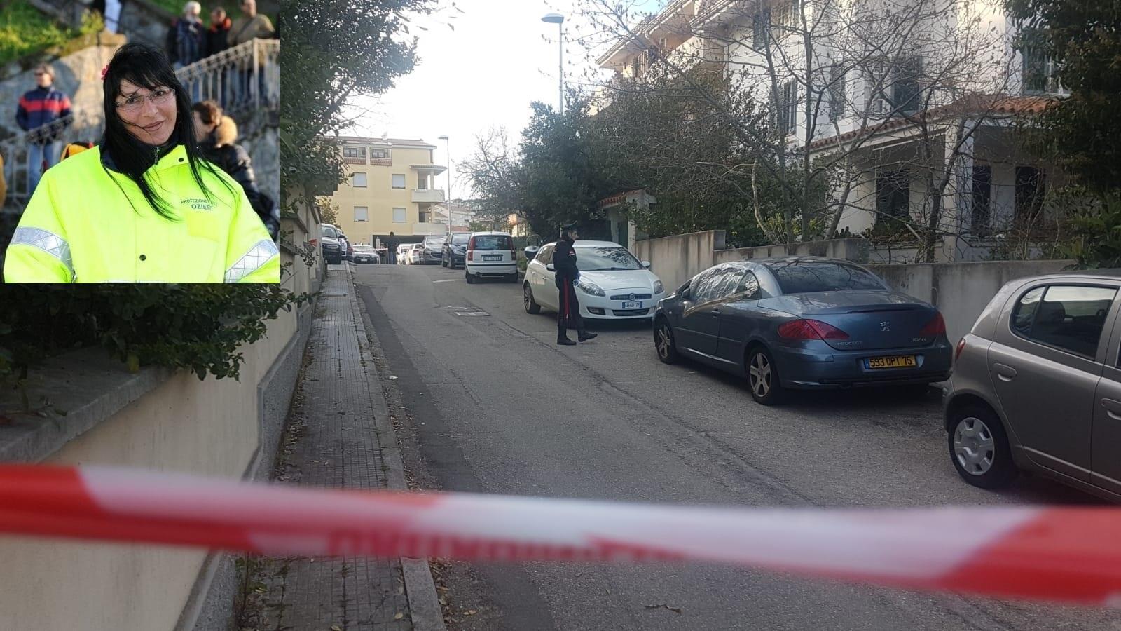 I carabinieri sul luogo del delitto e nel riquadro Romina Meloni