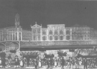 I lungarni tanto decantati da Leopardi in una stampa antica durante la Luminara