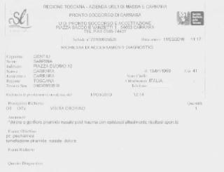 L’ultimo certificato medico di Sabrina Gentili: 25 giorni per le percosse ricevute - così dichiarò - dal convivente tunisino