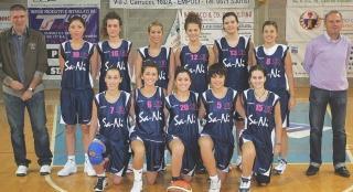 Il gruppo del Basket Girl Empoli che ha vinto il sentito e atteso derby contro le cugine castellane 
