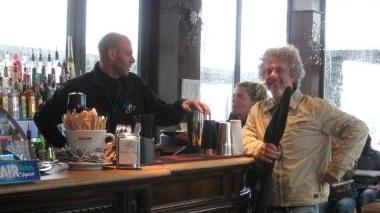 Paolo Migone ieri in Baracchina bianca, insieme a Simone Benetti