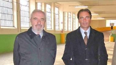 Del Santo (a sinistra) con il sindaco Berti all’inaugurazione del parcheggio del Lingottino