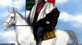 Una lito del pittore Benvenuti dedicata a Giuseppe Garibaldi