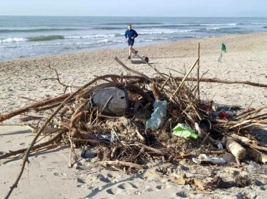 <b>DETRITI.</b> Il materiale rimasto sulla spiaggia dopo essere stato portato dal mare      