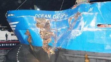 L’Ocean Drop dopo la collisione con l’Oglasa