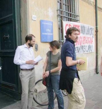 Una protesta di ricercatori precari 