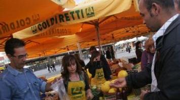 Uno stand Coldiretti dedicato all’ agricoltura biologica
