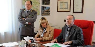 I magistrati Rossella Soffio e Federico Manotti e il colonnello della gdf Giuseppe Autuori 