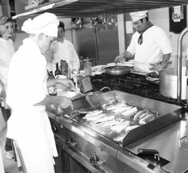 Il lavoro nella cucina di un ristorante  