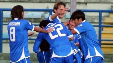 Un momento di gioia degli azzurri dopo uno dei numerosi gol messi a segno nel corso di questo campionato