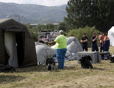 Il campo delle esercitazioni di protezione civile in zona Ipercoop 