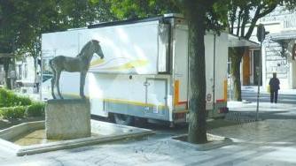 «Nei giorni di mercato il camion con il forno è troppo vicino alla scultura del Cavallino di Dazzi»