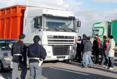 Camionisti bloccano la 398 durante uno degli ultimi scioperi 