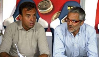 Il presidente Corsi con il dg Vitale e, nella foto a destra, con Aglietti durante la presentazione del tecnico 