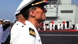 La cerimonia prima della partenza della nave